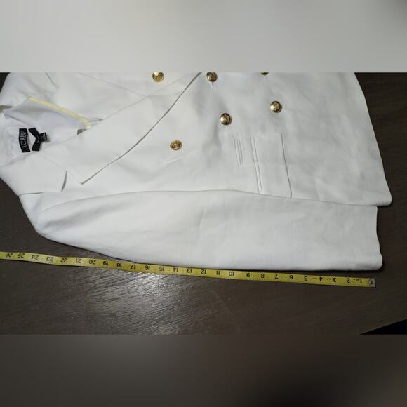 J. CREW Bristol Stretch Linen Double Breasted Blazer White Jacket Size 4 - Picture 8 of 14